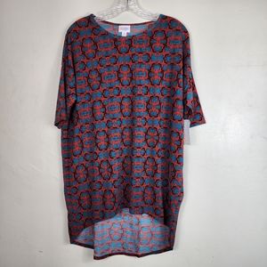 LuLaRoe Women’s Red Geometric Patterned Irma Tunic Top X Small XS NWT